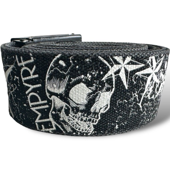 y2k Skater Belts Volcom Empyre Black Web Belts Snowboard Pants Belt Skull Grunge - Picture 2 of 16